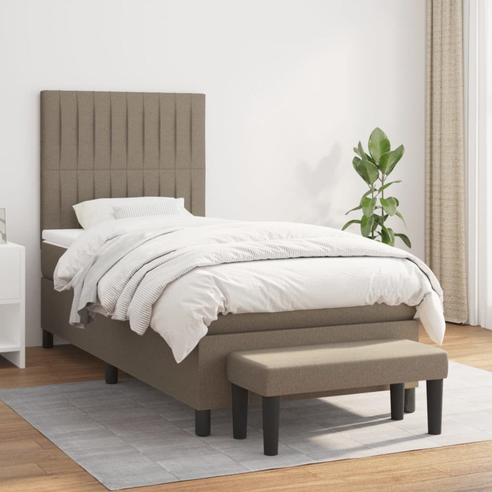 vidaXL Ramsäng med madrass taupe 90x200 cm tyg
