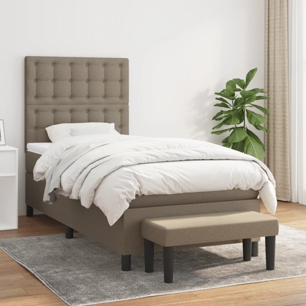 vidaXL Ramsäng med madrass taupe 90x200 cm tyg