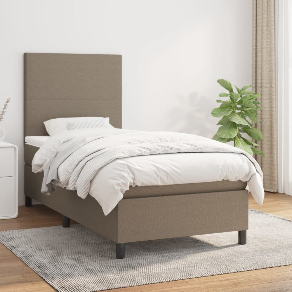vidaXL Ramsäng med madrass taupe 90x200 cm tyg
