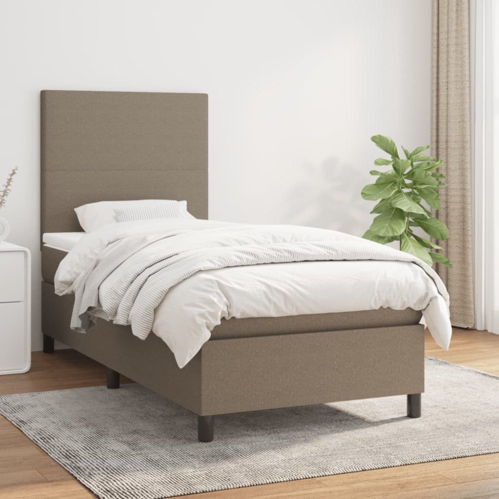 vidaXL Ramsäng med madrass taupe 90x200 cm tyg