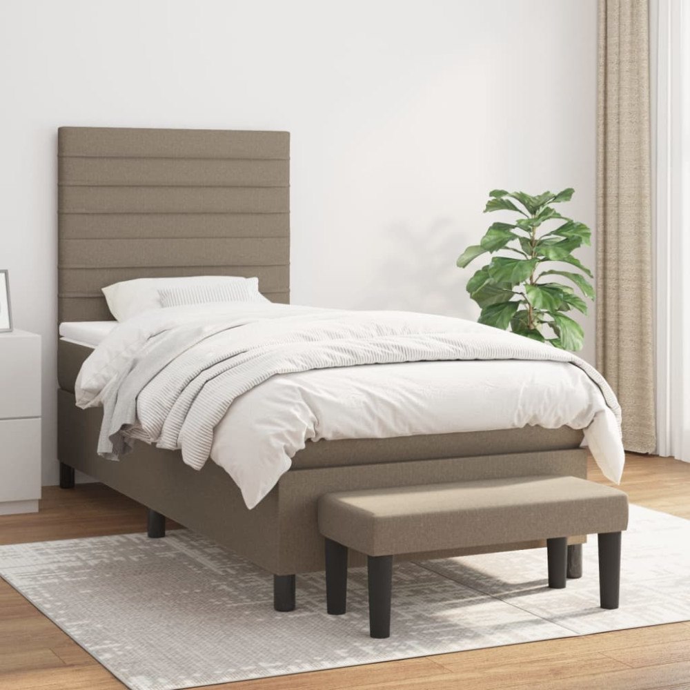 vidaXL Ramsäng med madrass taupe 90x200 cm tyg