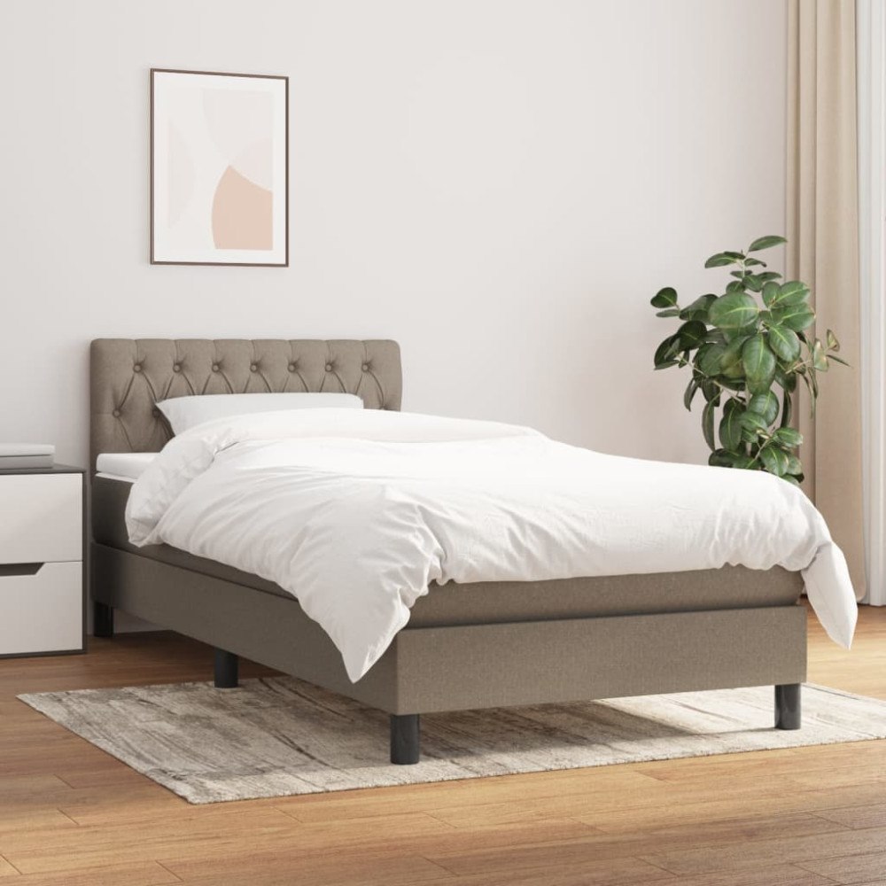 vidaXL Ramsäng med madrass taupe 90x190 cm tyg