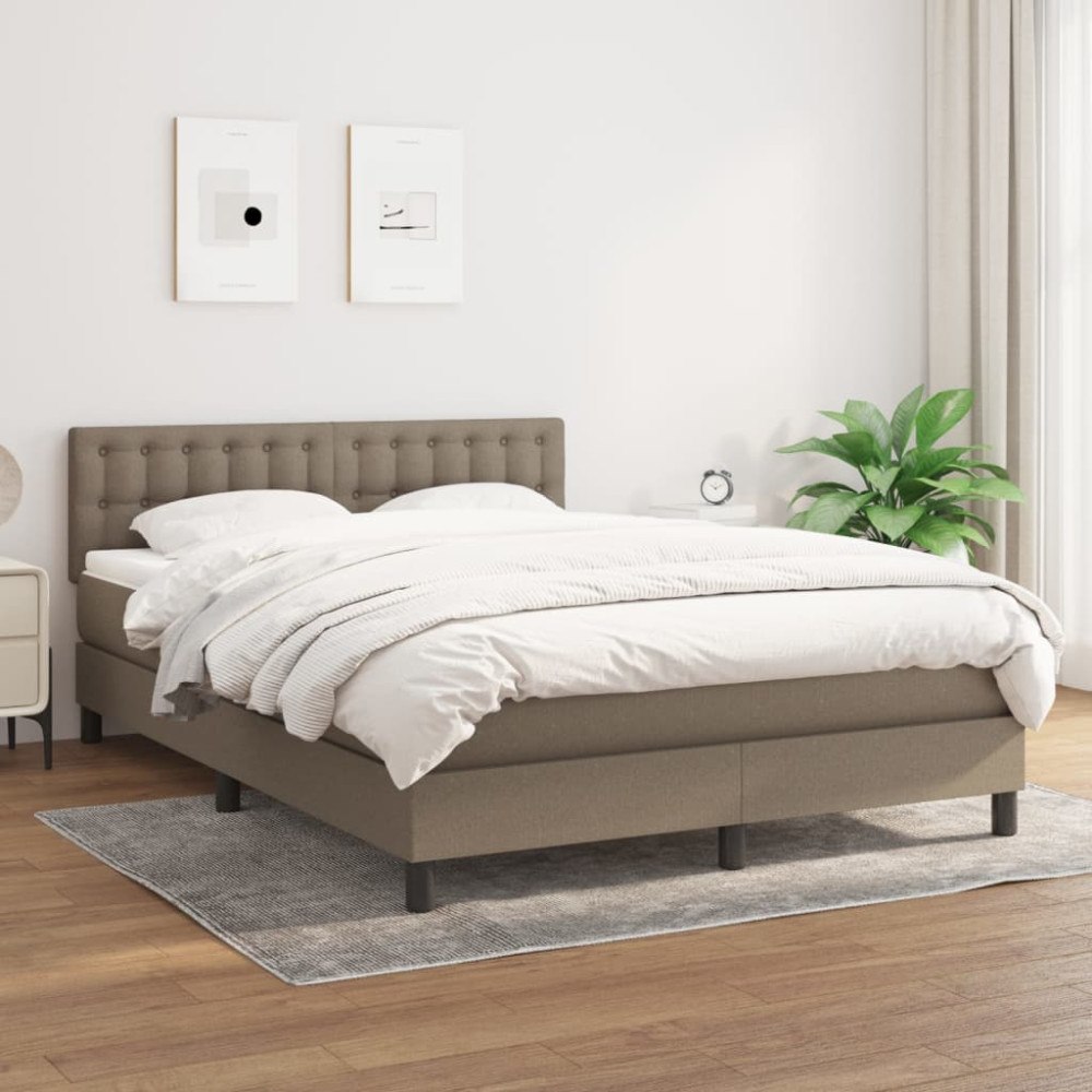 vidaXL Ramsäng med madrass taupe 140x190 cm tyg