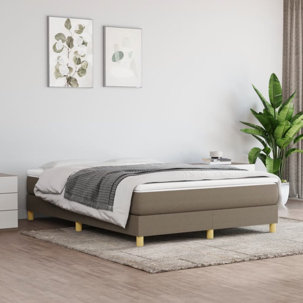 vidaXL Ramsäng med madrass taupe 140x190 cm tyg