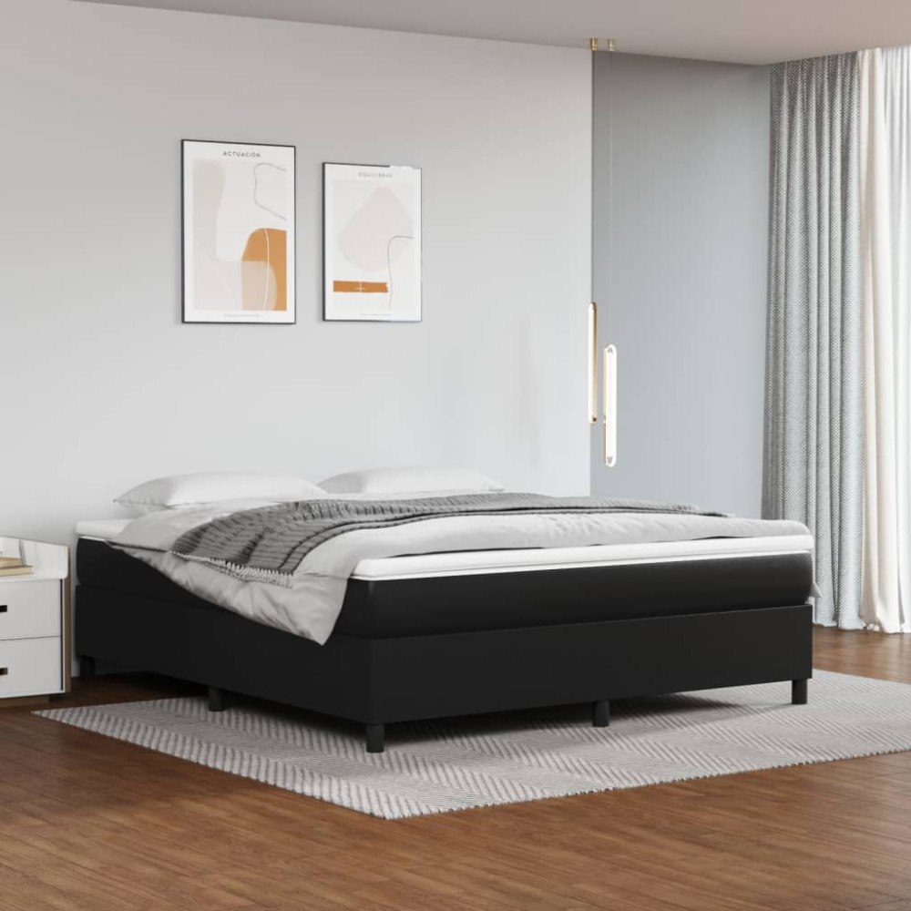 vidaXL Ramsäng med madrass svart 180x200 cm konstläder