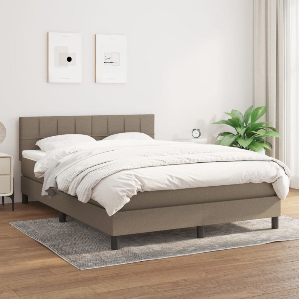 vidaXL Ramsäng med madrass taupe 140x190 cm tyg