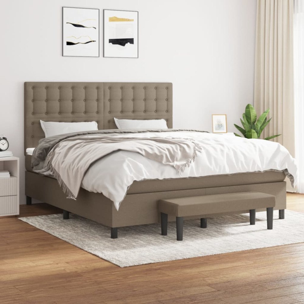 vidaXL Ramsäng med madrass taupe 160x200 cm tyg
