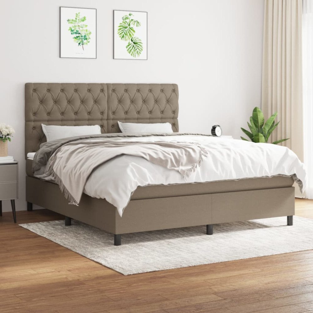 vidaXL Ramsäng med madrass taupe 160x200 cm tyg