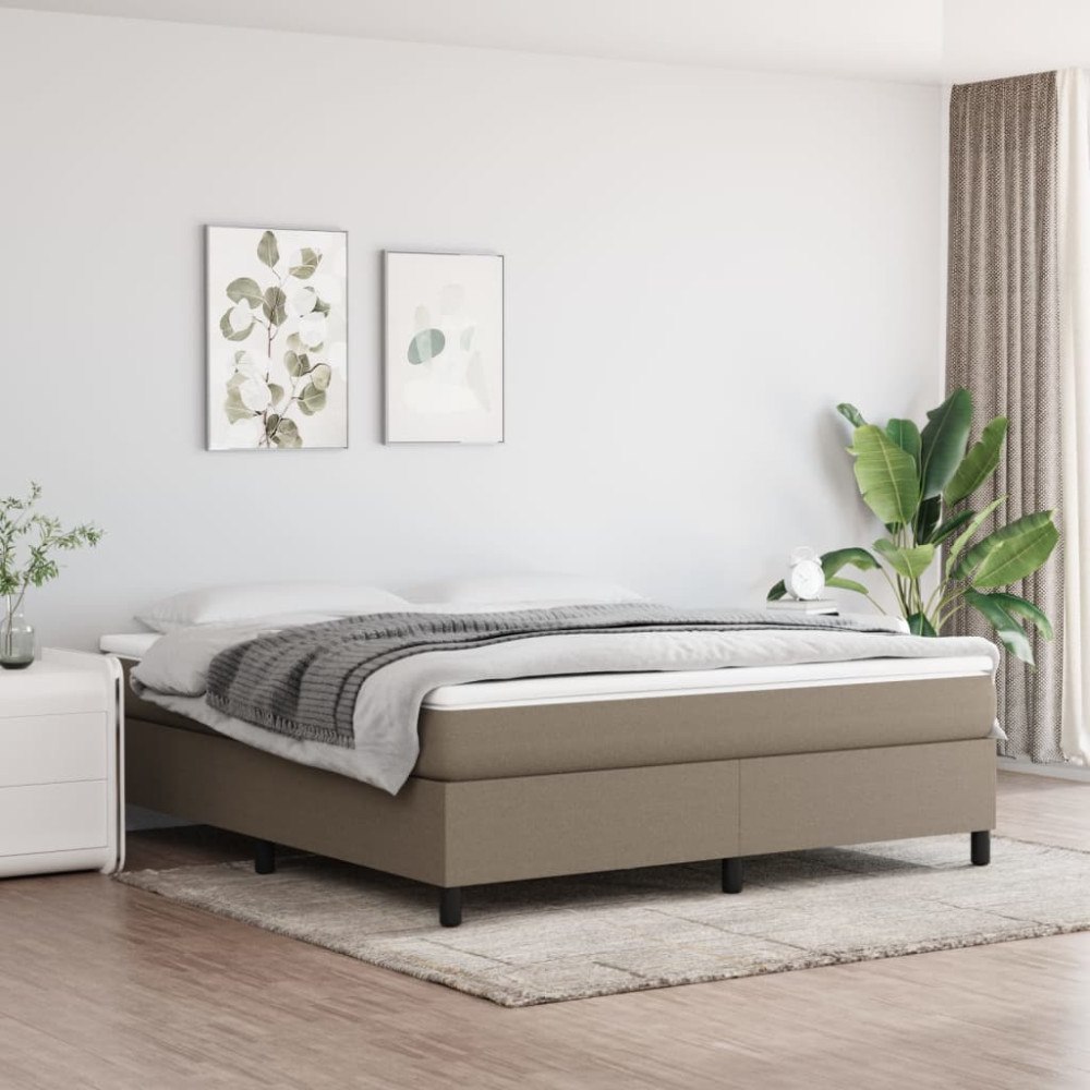 vidaXL Ramsäng med madrass taupe 160x200 cm tyg