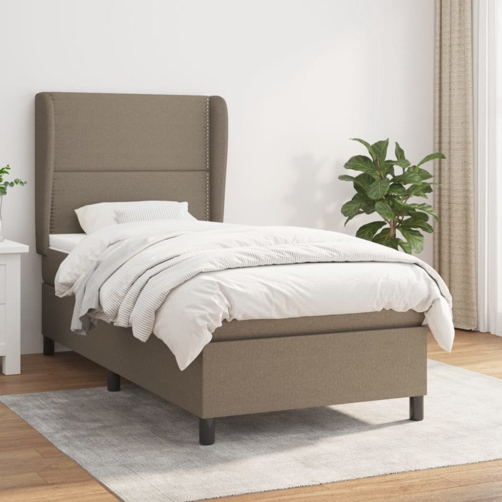 vidaXL Ramsäng med madrass taupe 90x190 cm tyg