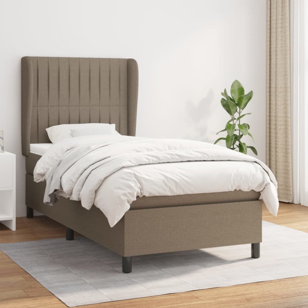 vidaXL Ramsäng med madrass taupe 90x190 cm tyg