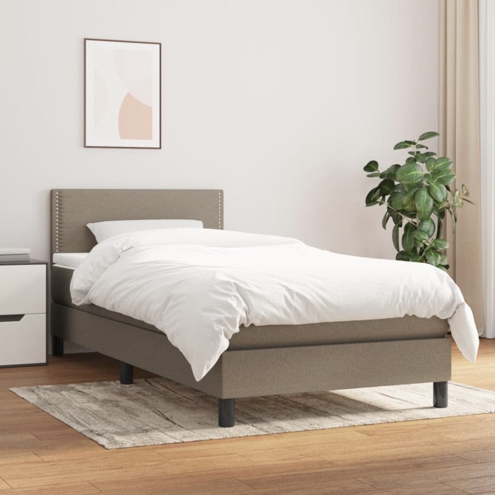vidaXL Ramsäng med madrass taupe 90x190 cm tyg