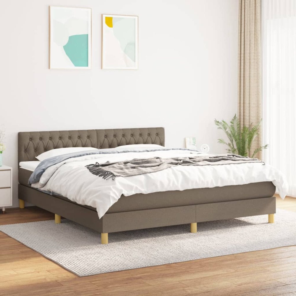 vidaXL Ramsäng med madrass taupe 180x200 cm tyg