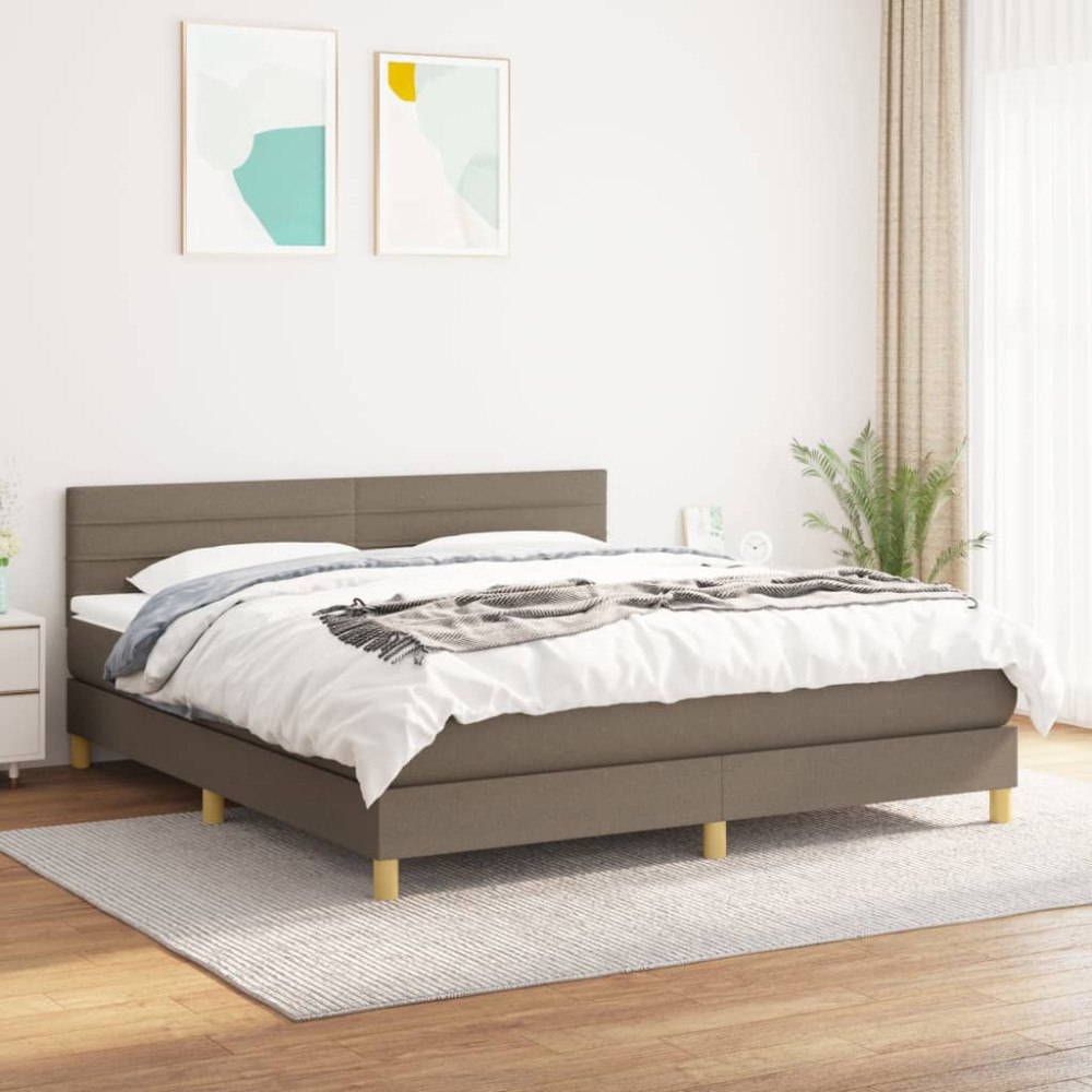 vidaXL Ramsäng med madrass taupe 180x200 cm tyg