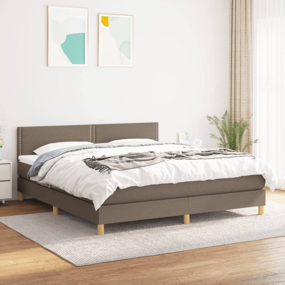 vidaXL Ramsäng med madrass taupe 180x200 cm tyg