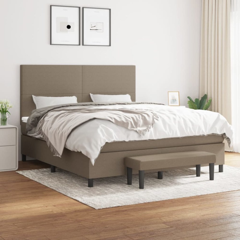 vidaXL Ramsäng med madrass taupe 160x200 cm tyg