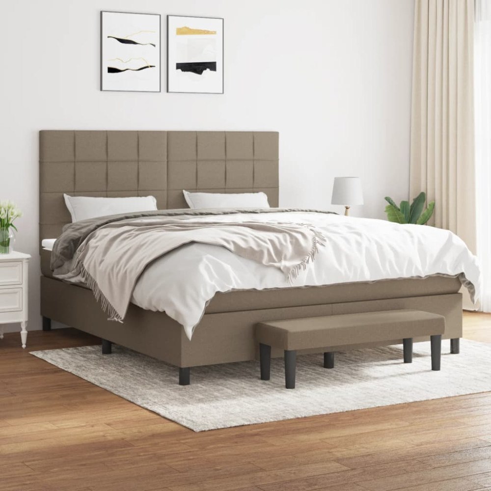 vidaXL Ramsäng med madrass taupe 160x200 cm tyg