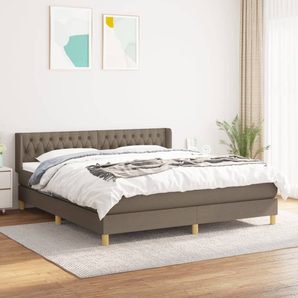 vidaXL Ramsäng med madrass taupe 180x200 cm tyg