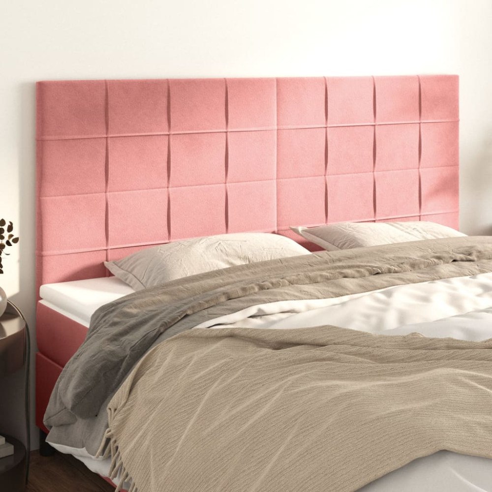 vidaXL Sänggavel rosa 200x5x118/128 cm sammet