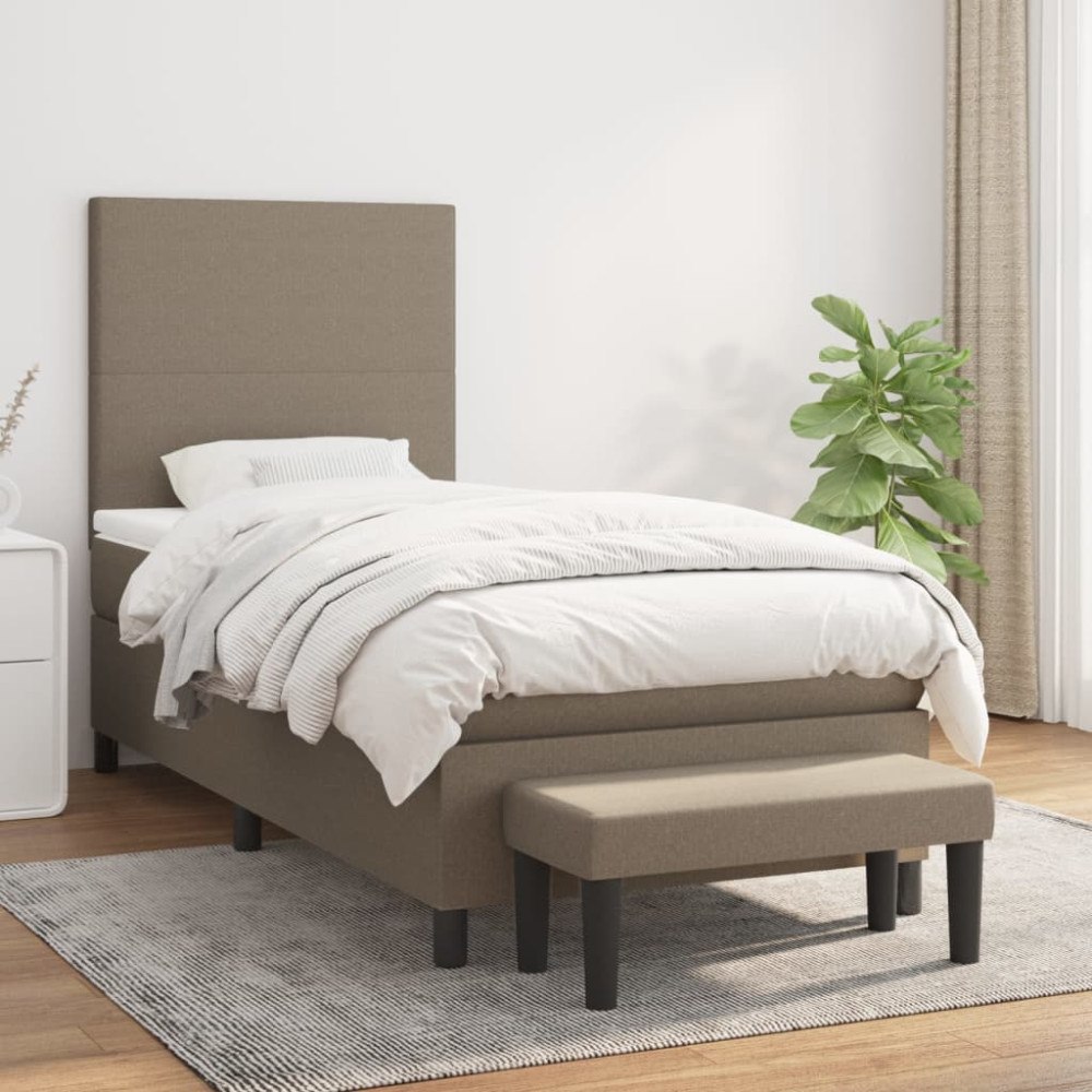 vidaXL Ramsäng med madrass taupe 90x200 cm tyg