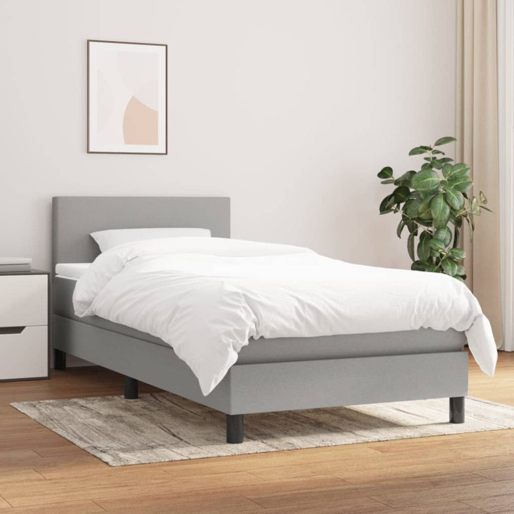 vidaXL Ramsäng med madrass ljusgrå 90x190 cm tyg