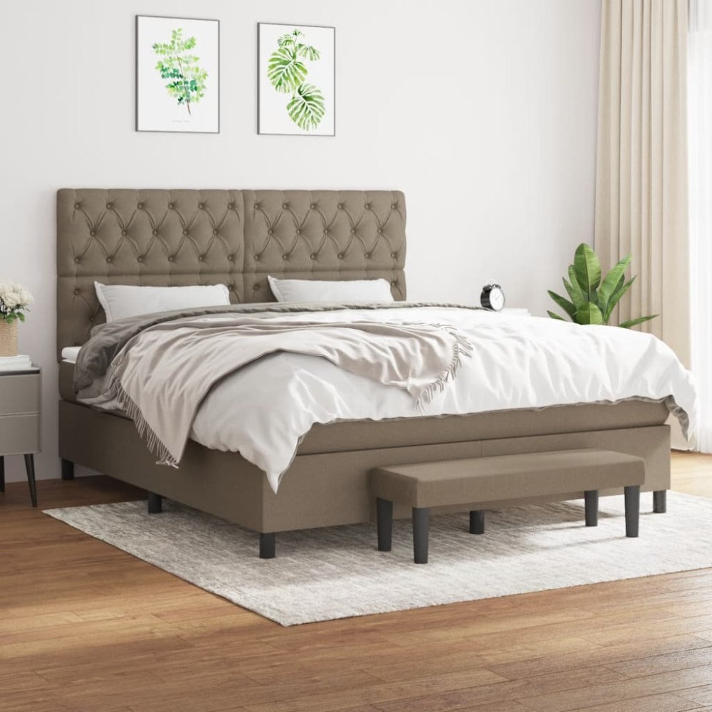 vidaXL Ramsäng med madrass taupe 160x200 cm tyg