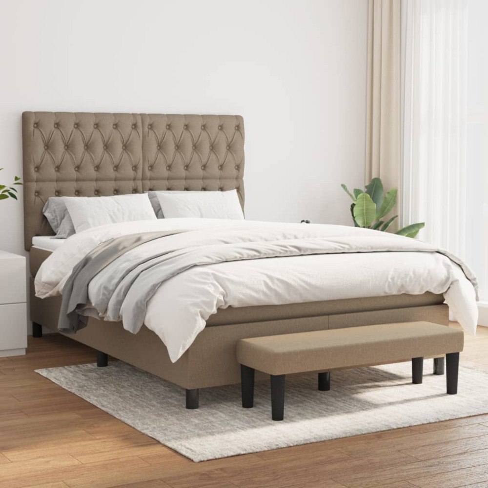 vidaXL Ramsäng med madrass taupe 140x190 cm tyg