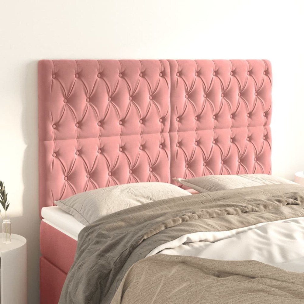 vidaXL Sänggavel rosa 144x7x118/128 cm sammet