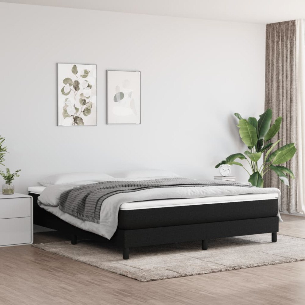 vidaXL Ramsäng med madrass svart 180x200 cm tyg