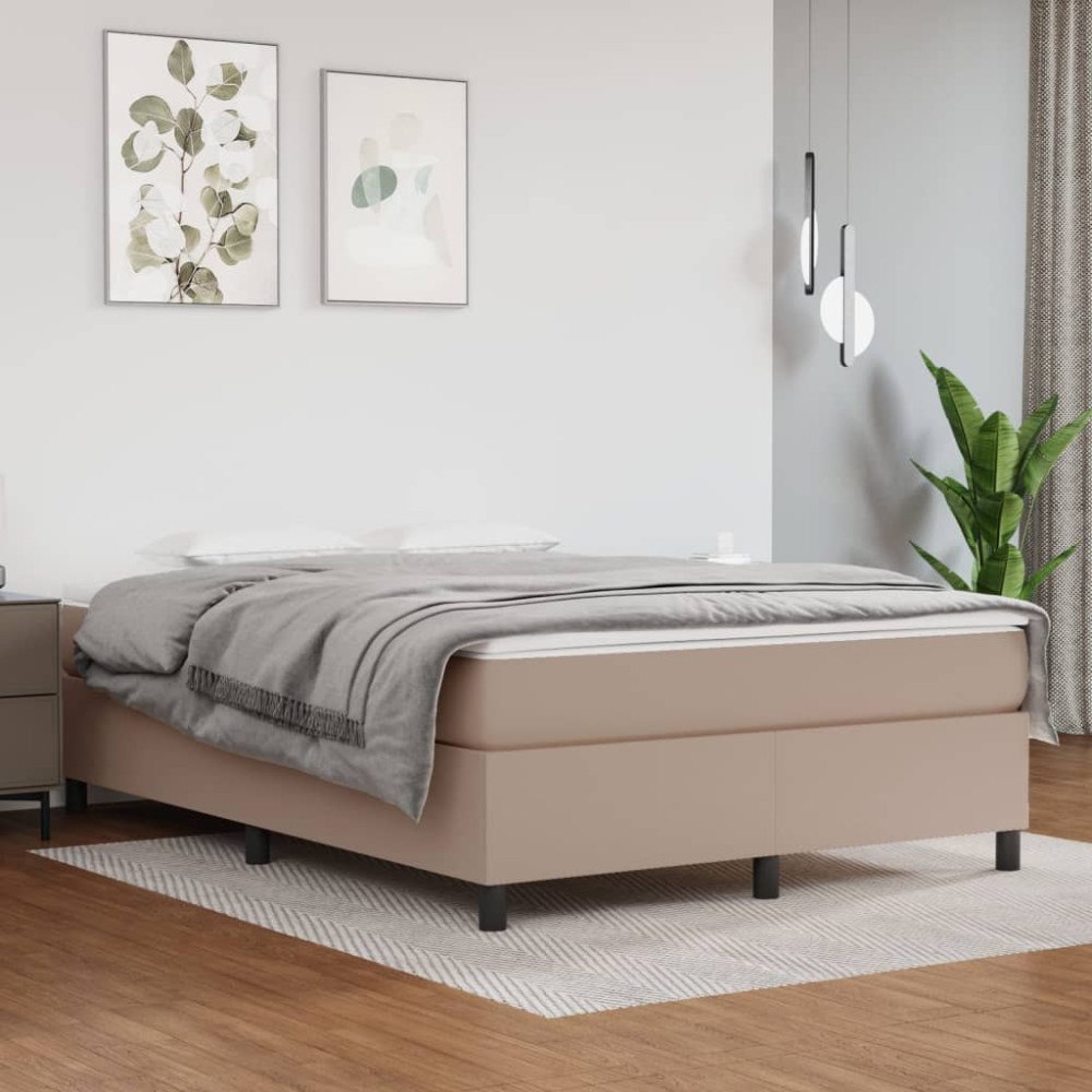 vidaXL Boxspring-sängram cappuccino 140x200 cm konstläder