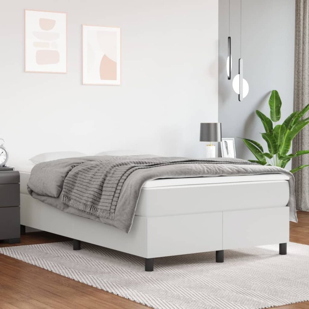 vidaXL Ramsäng med madrass vit 120x200 cm konstläder
