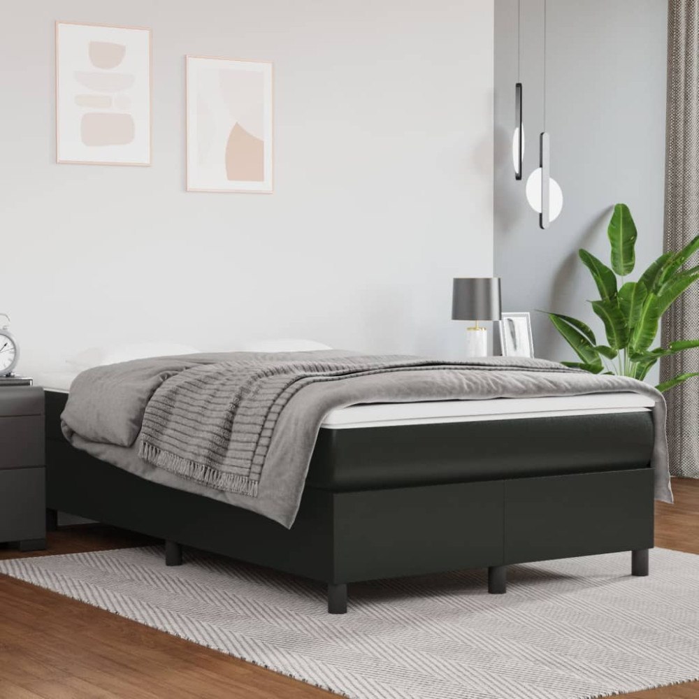 vidaXL Ramsäng med madrass svart 120x200 cm konstläder