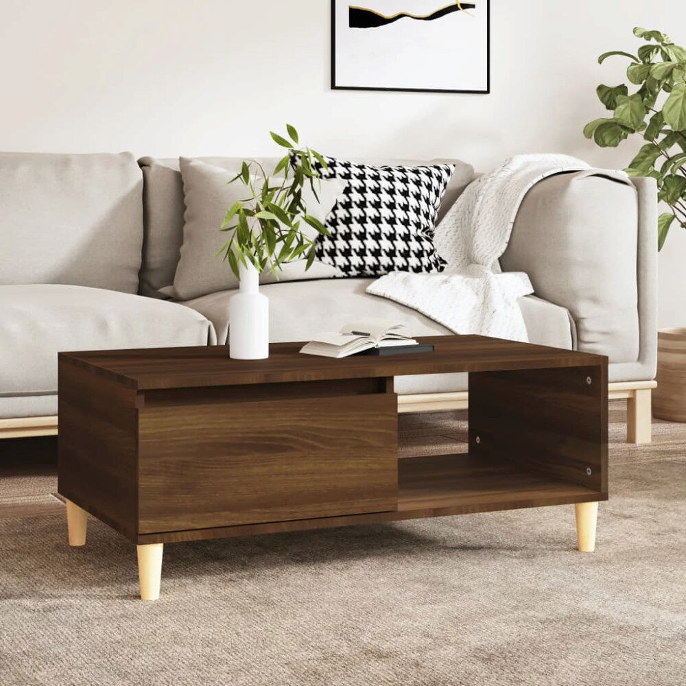 vidaXL Soffbord brun ek 90x50x36,5 cm konstruerat trä