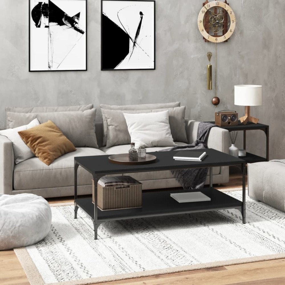 vidaXL Soffbord svart 100x50x40 cm konstruerat trä