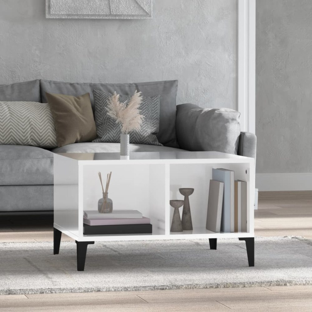 vidaXL Soffbord vit högglans 60x50x36,5 cm konstruerat trä