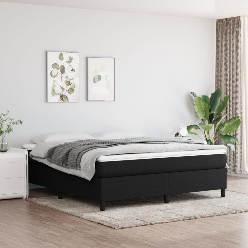 vidaXL Ramsäng med madrass svart 180x200 cm tyg