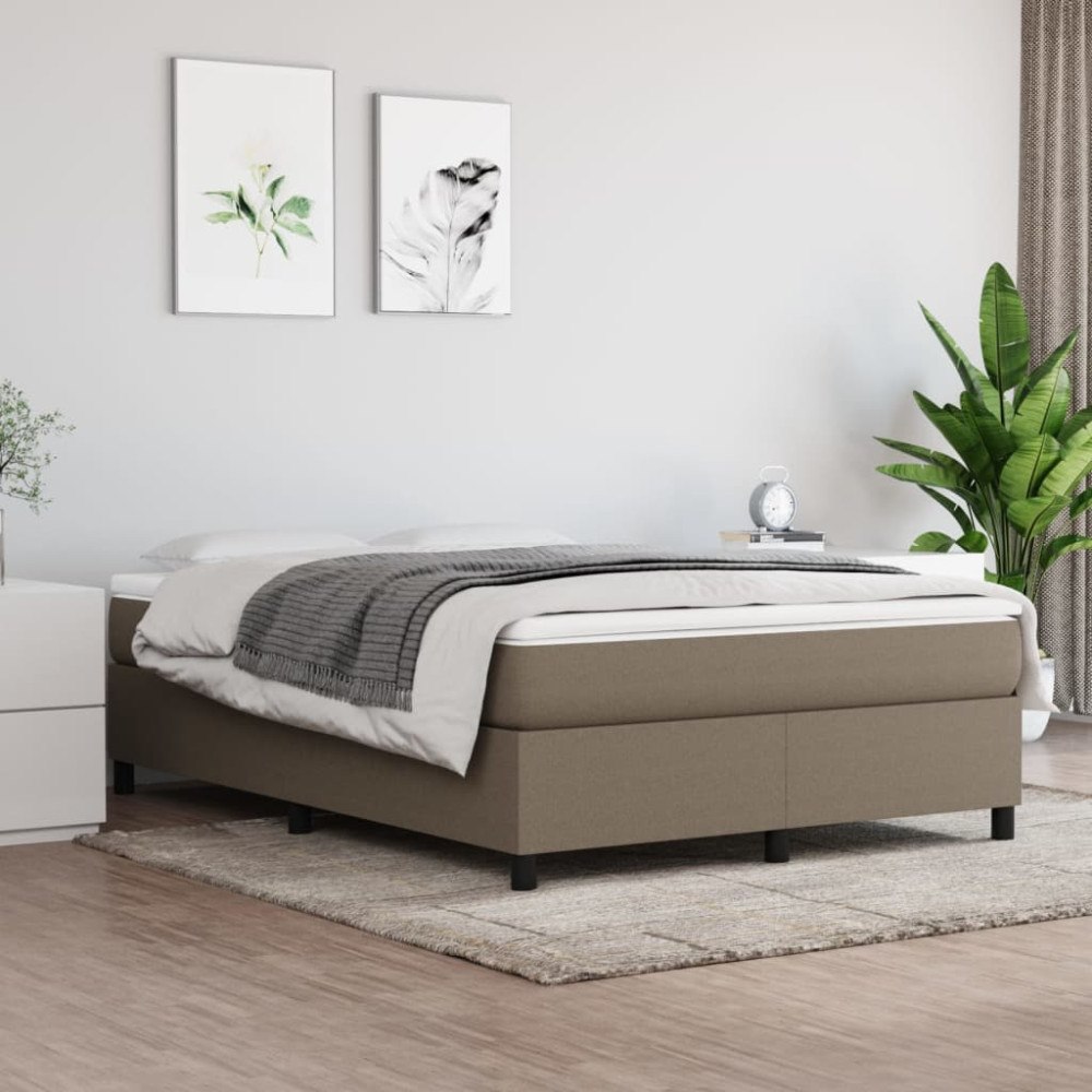 vidaXL Ramsäng med madrass taupe 140x200 cm tyg