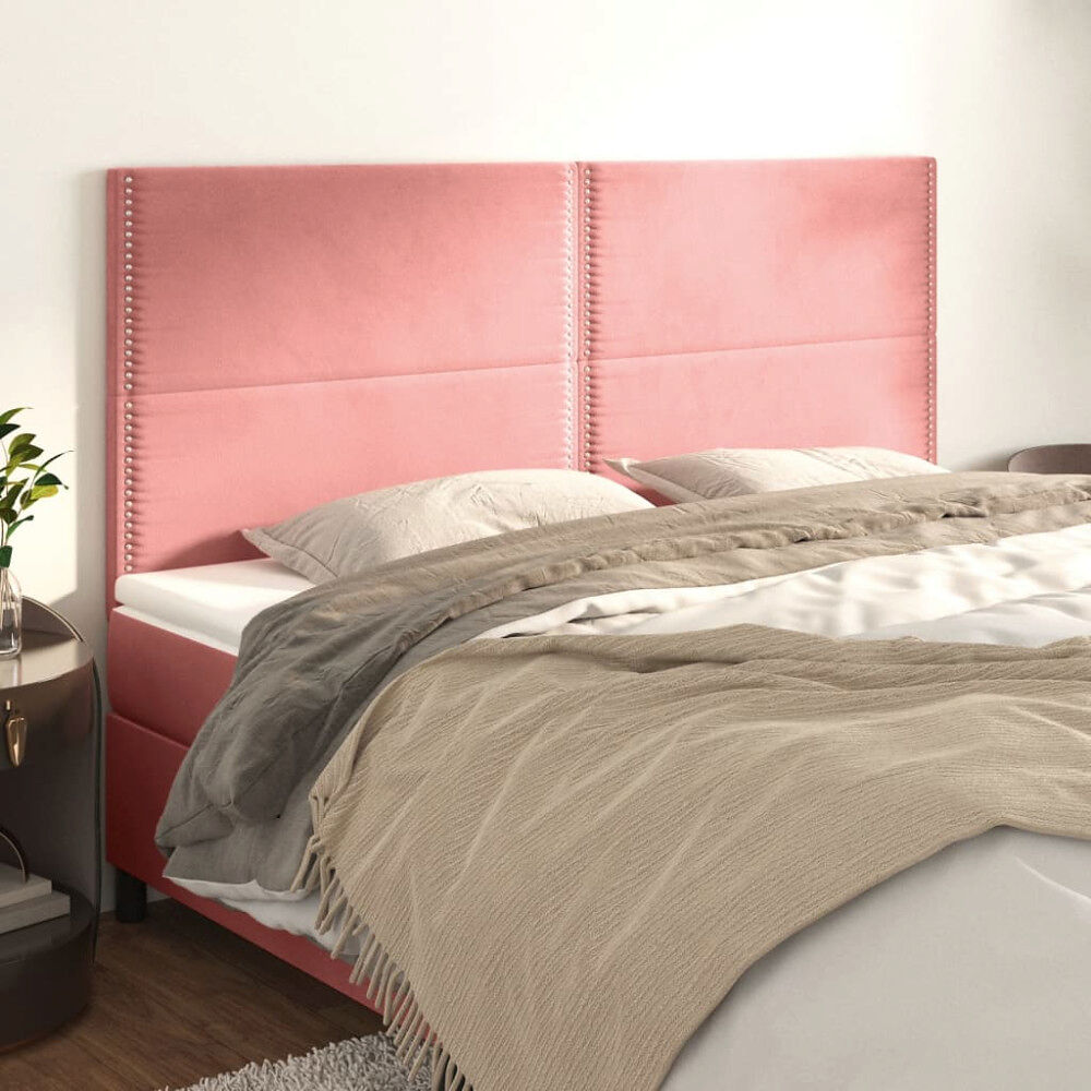 vidaXL Sänggavel rosa 200x5x118/128 cm sammet