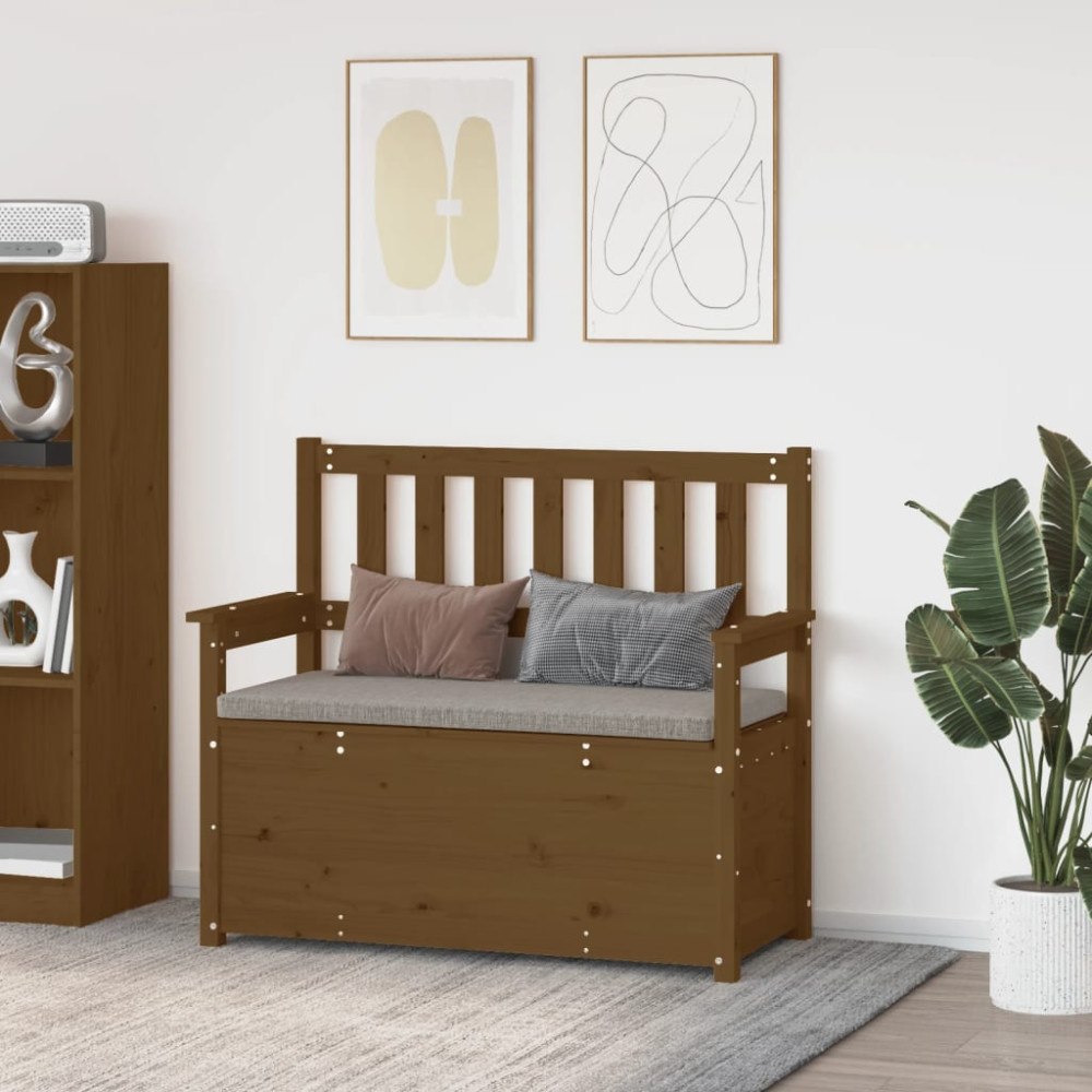 vidaXL Bänk honungsbrun 112,5x51,5x96,5 cm massiv furu