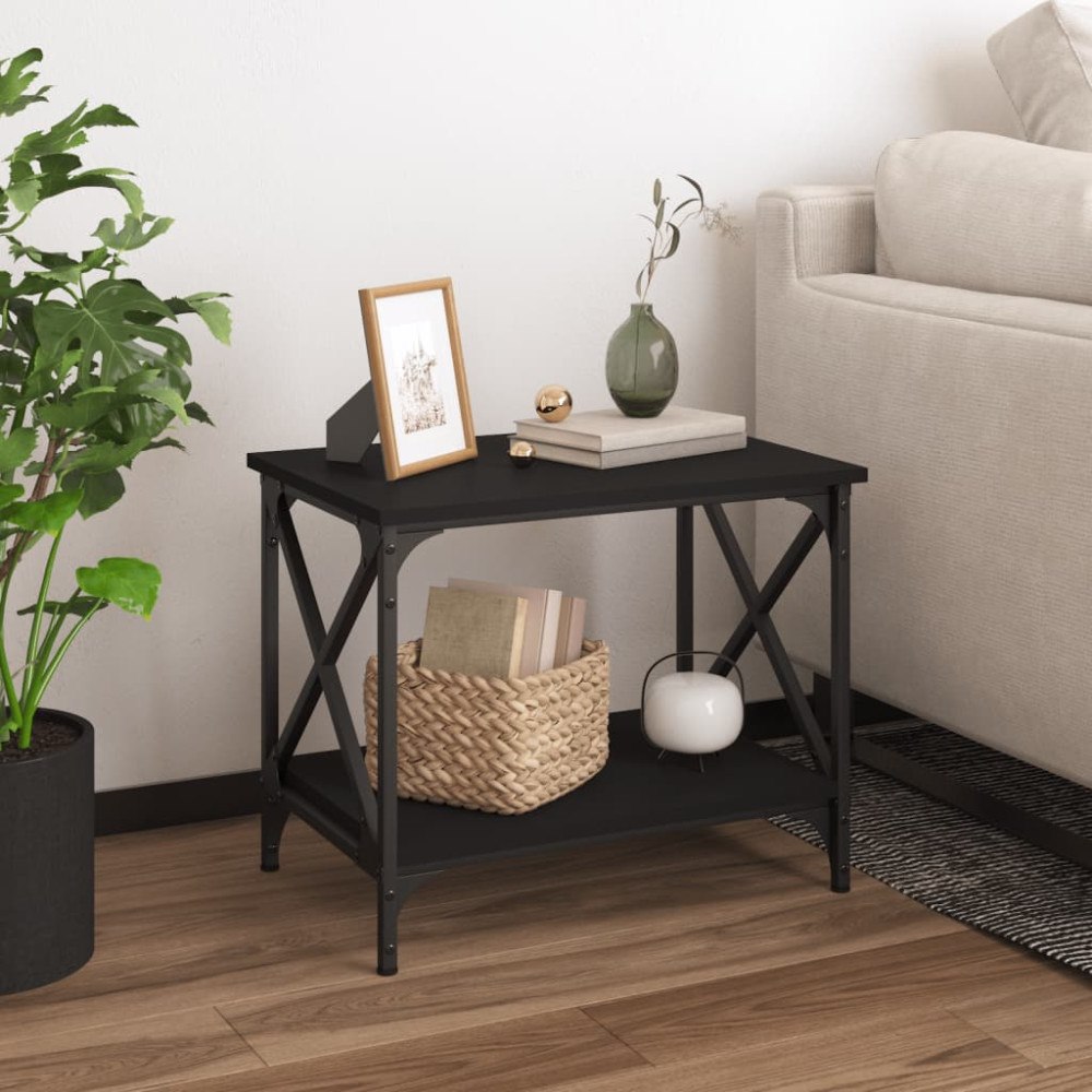 vidaXL Sidobord svart 55x38x45 cm konstruerat trä