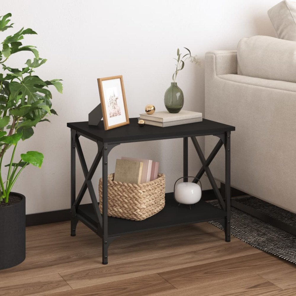 vidaXL Sidobord svart 55x38x45 cm konstruerat trä