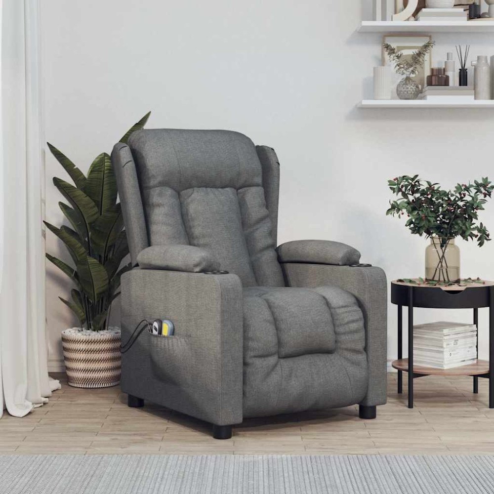 vidaXL Elektrisk massagefåtölj mörkgrå tyg