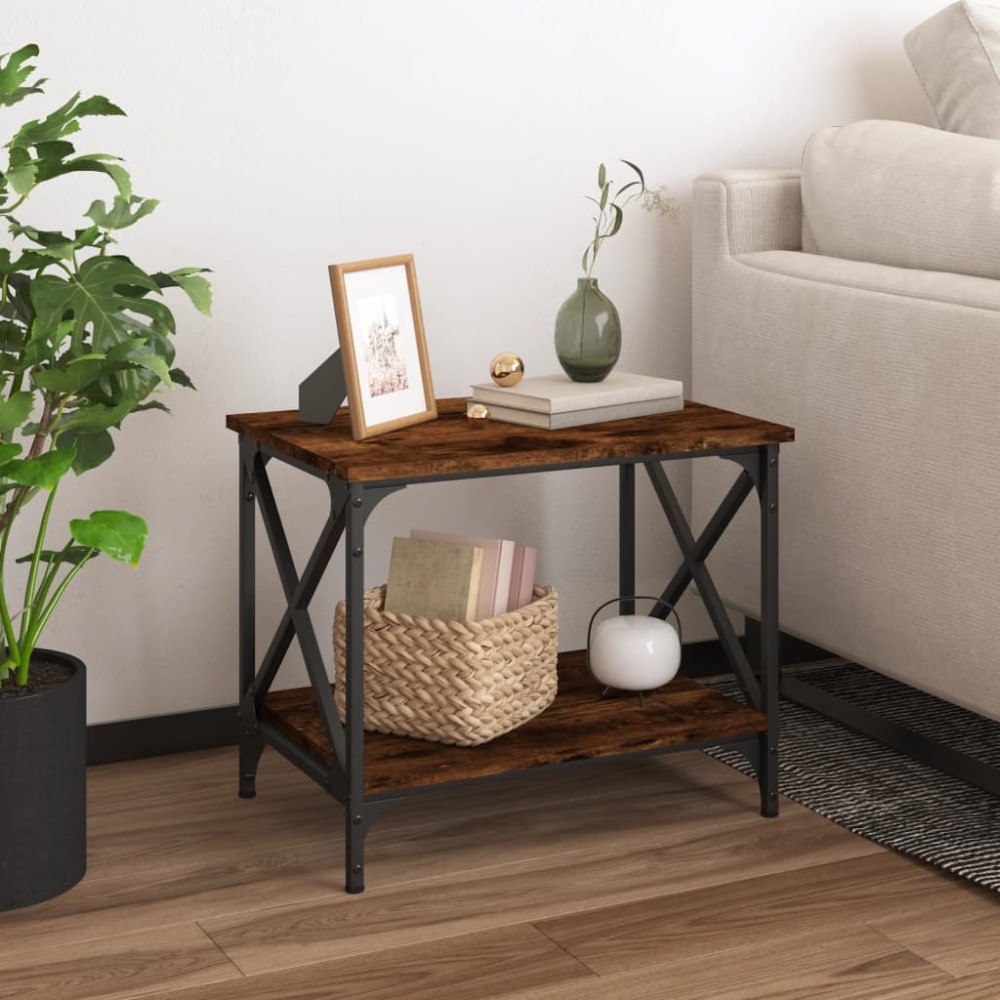vidaXL Soffbord rökfärgad ek 55x38x45 cm konstruerat trä