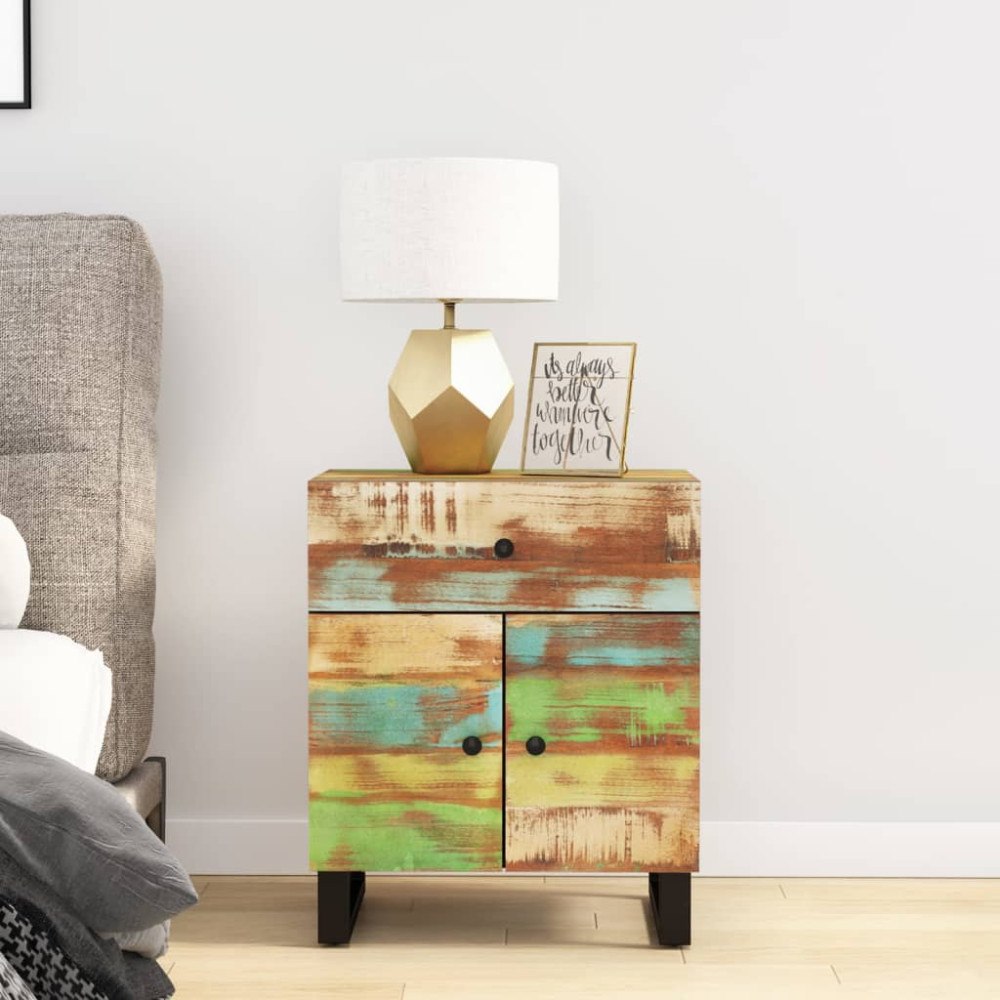 vidaXL Sängbord 50x33x60 cm massivt återvunnet och konstruerat trä