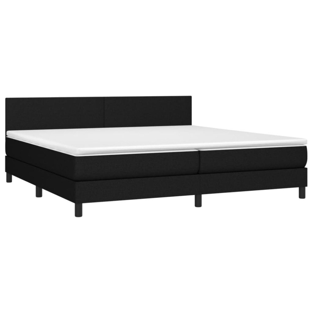 vidaXL Ramsäng med madrass & LED svart 200x200 cm tyg