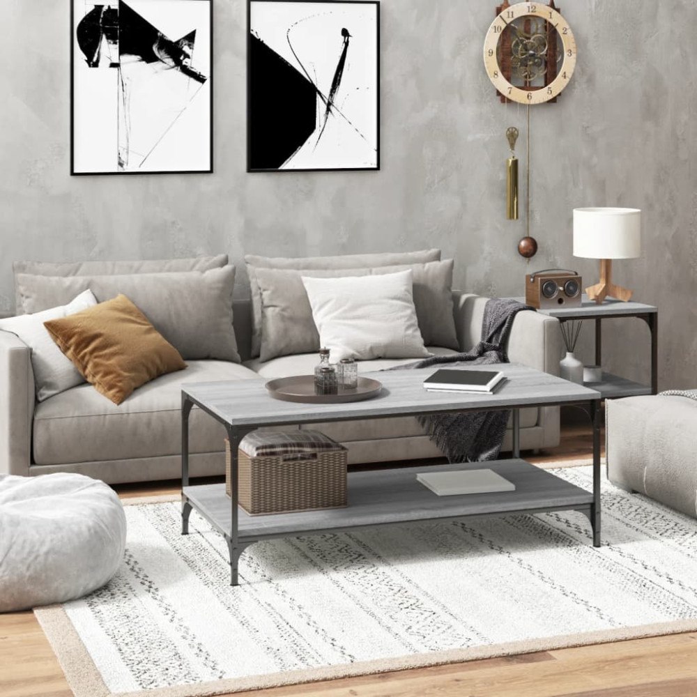 vidaXL Soffbord grå sonoma 100x50x40 cm konstruerat trä