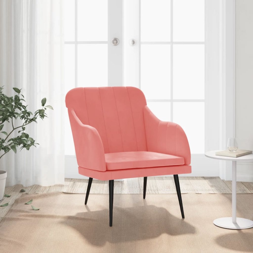 vidaXL Fåtölj rosa 63x76x80 cm sammet