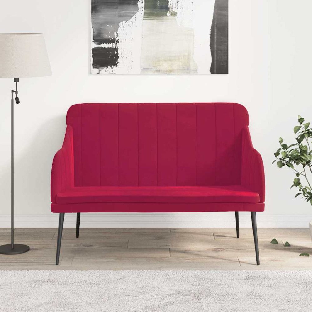 vidaXL Bänk vinröd 110x76x80 cm sammet