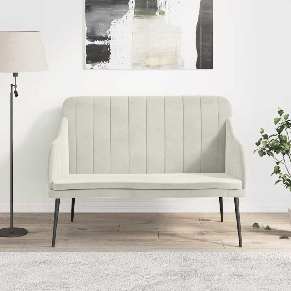 vidaXL Bänk gräddvit 110x76x80 cm sammet