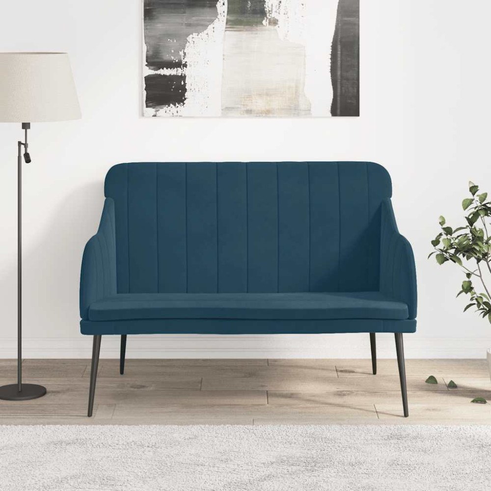 vidaXL Bänk blå 110x76x80 cm sammet
